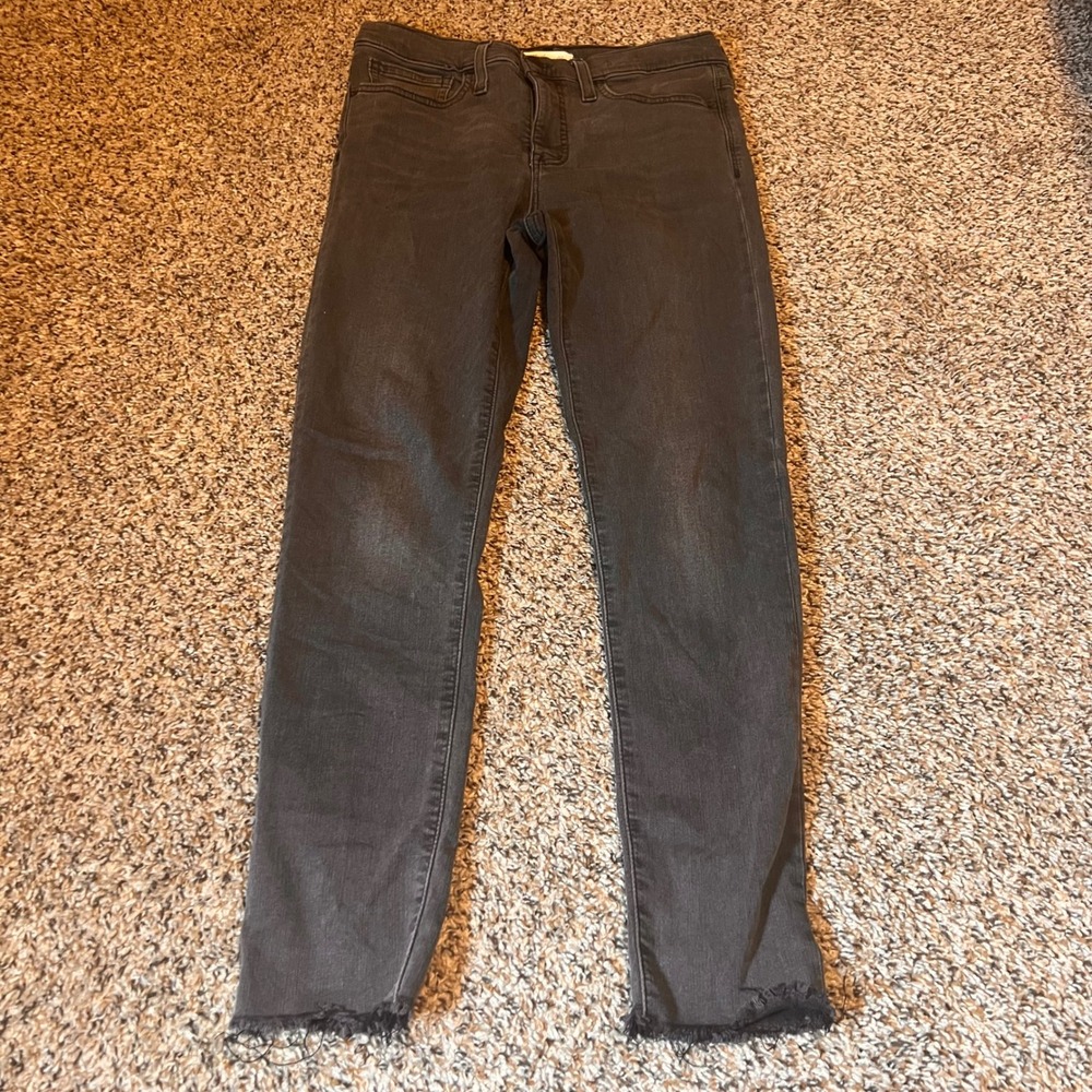 Madewell 9 Inch Mid Rise‎ Skinny Jeans Women's Size 28 Black Frayed Hem